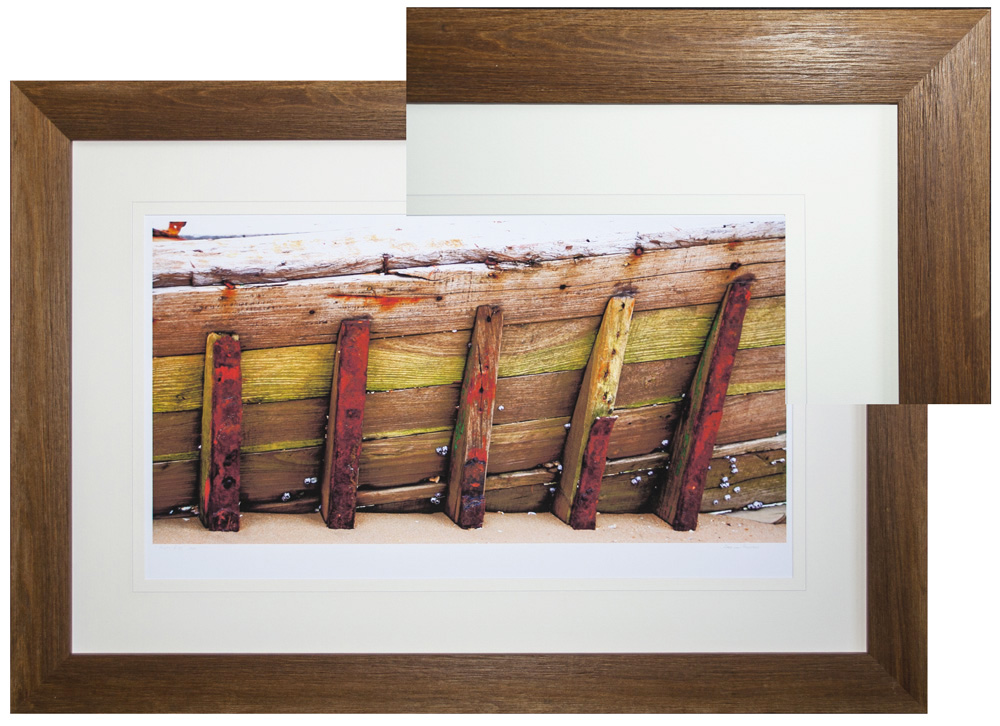 FP093 Wall décor art framed print beach scene brown frame